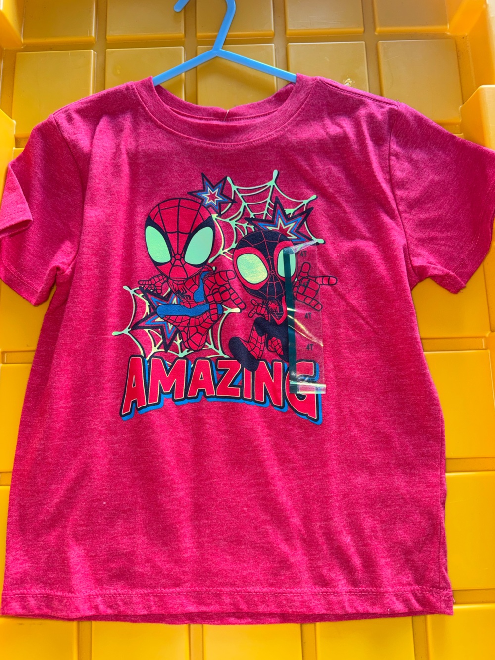 Spiderman Pink Graphic Tee with Neon Accents